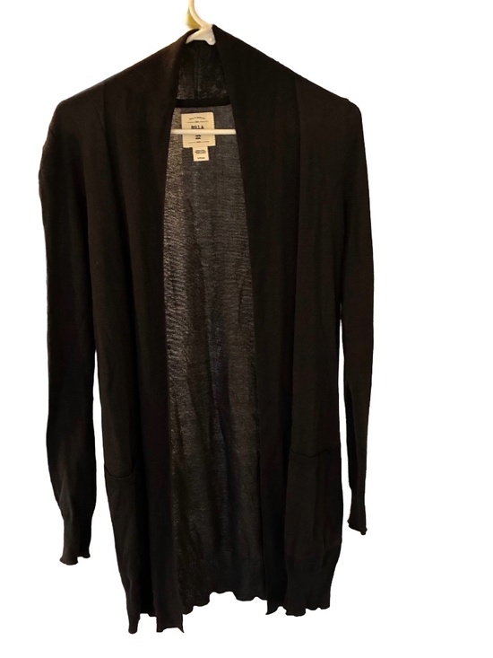 Billa Open-Front Black Cardigan | Long Drape Sweater, Pockets, Minimalist Layer - Picture 1 of 3